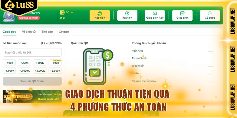 Giao dịch thuận tiện qua 4 phương thức an toàn
